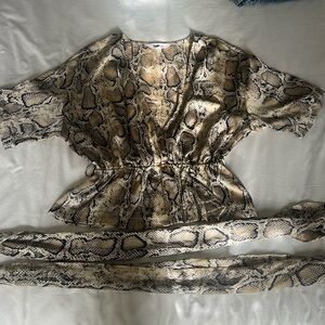 Snake skin top with tie belt